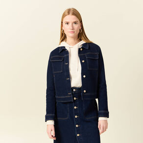 veste en jean droite denim brut femme Veste en jean droite denim brut femme