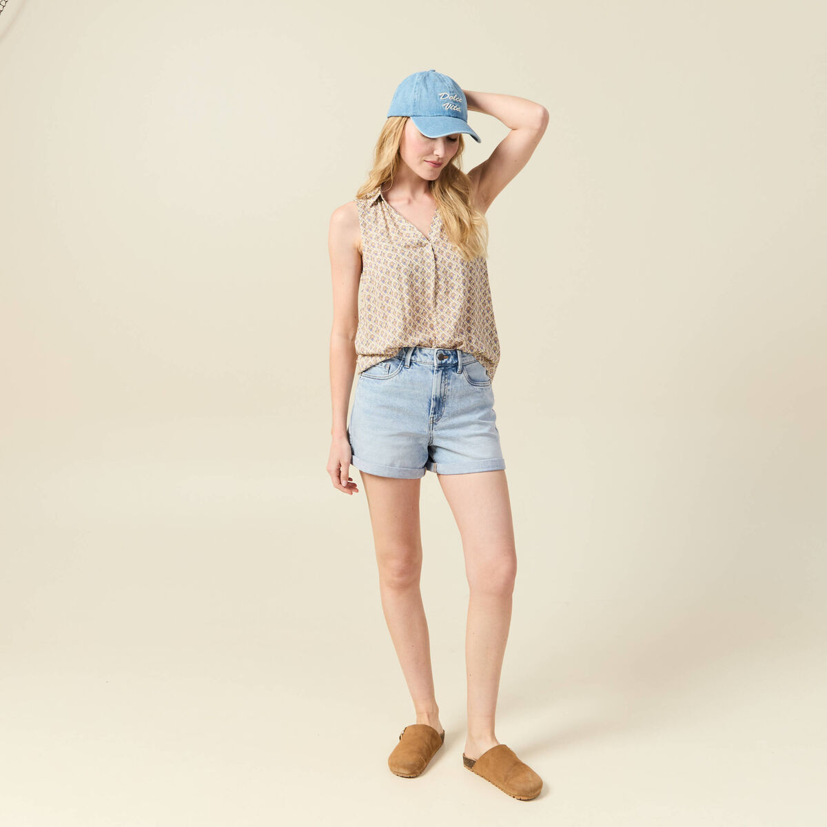 Blouse sans manches blanc femme