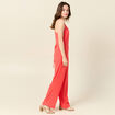 Combinaison pantalon bretelles rouge corail femme