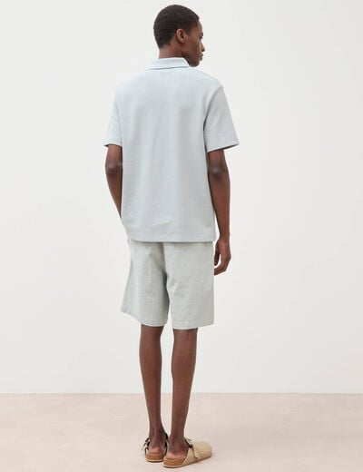 Polo manches courtes col cubain gris clair homme
