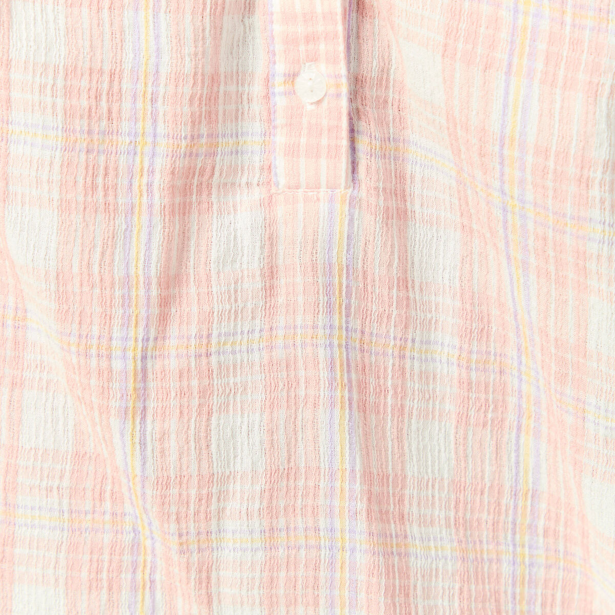 Blouse en coton &agrave; carreaux blanc femme