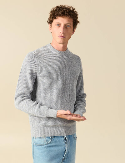 Pull manches longues bleu gris homme
