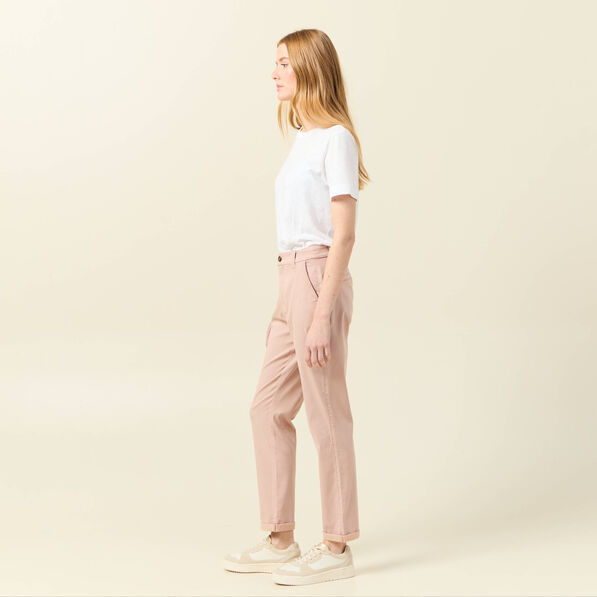 Pantalon chino cigarette rose clair femme
