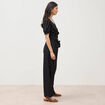 Blouse cropped manches courtes noir femme