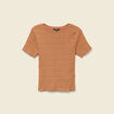 T-shirt ajust&eacute; court manches courtes terracotta femme