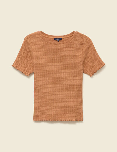 T-shirt ajust&eacute; court manches courtes terracotta femme