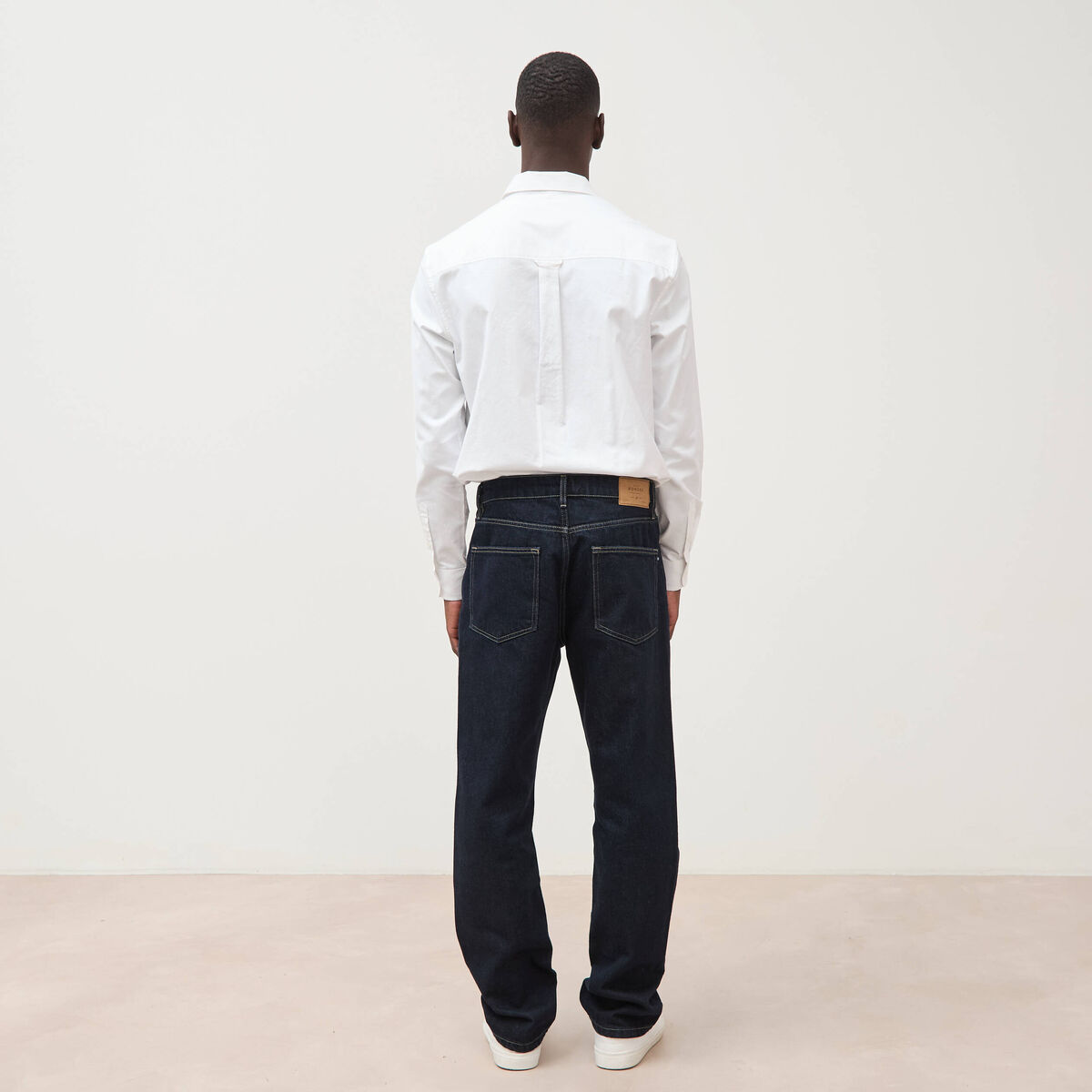 Chemise manches longues col am&eacute;ricain blanc homme