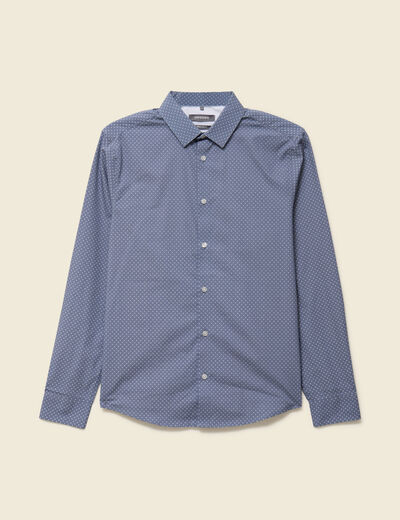 Chemise en coton manches longues bleu marine homme