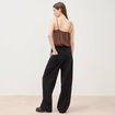 Jeans ample d&eacute;tails clout&eacute;s denim noir femme