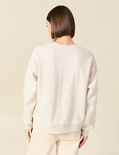 Sweat droit manches longues beige femme