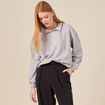 Sweat col camionneur boutonné gris femme