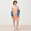 Robe bretelle col c&oelig;ur en coton orange abricot femme