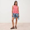 Top droit manches courtes rouge femme