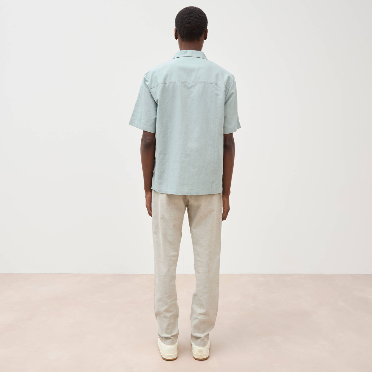 Chemise boyfriend manches courtes vert clair homme