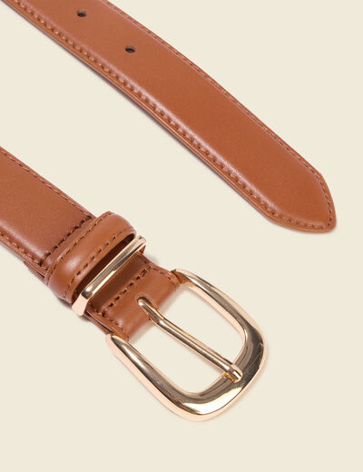 Ceinture fine en cuir marron femme