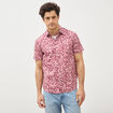 Chemise manches courtes vieux rose homme