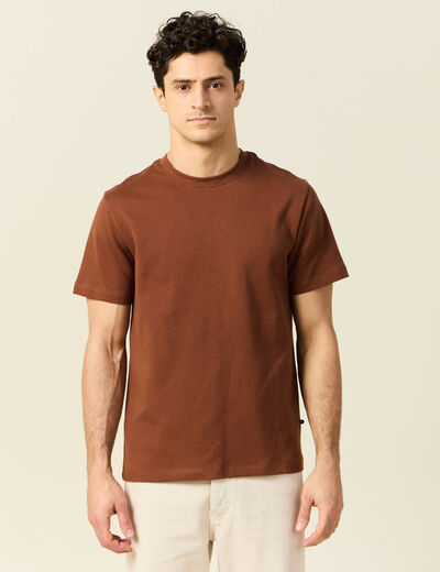 T-shirt manches courtes marron cognac homme