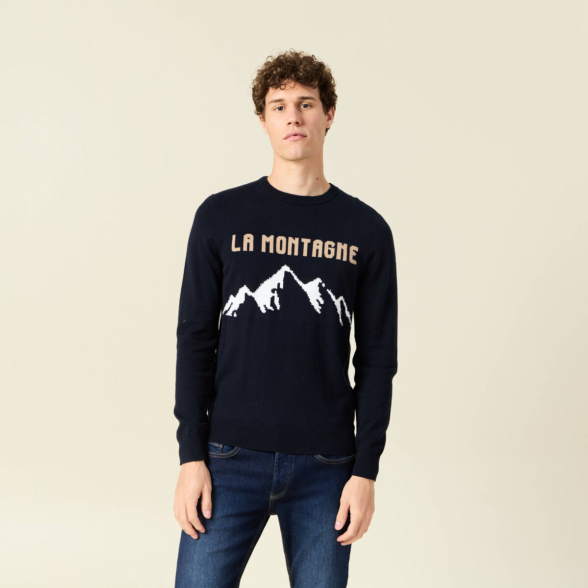 Pull éco-responsable bleu foncé homme