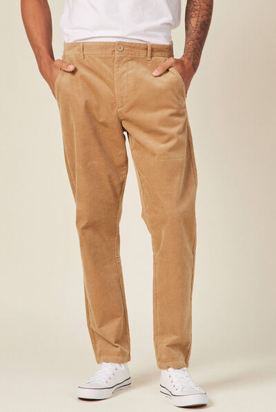 Pantalon chino tapered velours beige homme