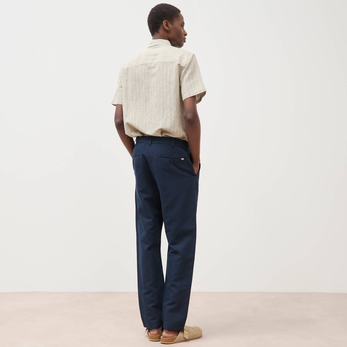 Chino coupe droite longueur 32 bleu marine homme
