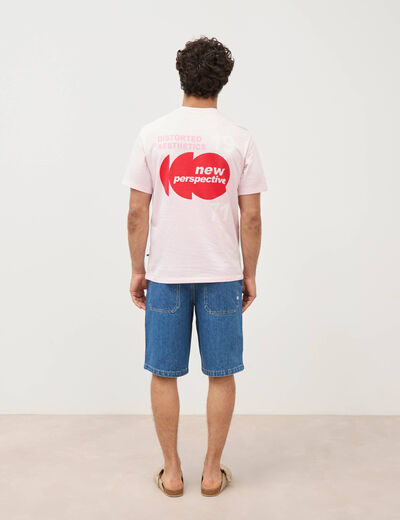 T-shirt en coton manches courtes rose homme