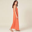 Robe longue droite satin orange foncé femme