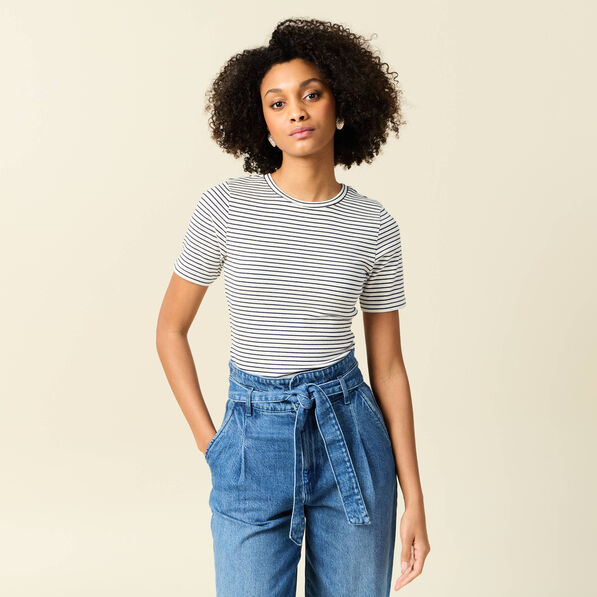 T-shirt manches courtes bleu femme