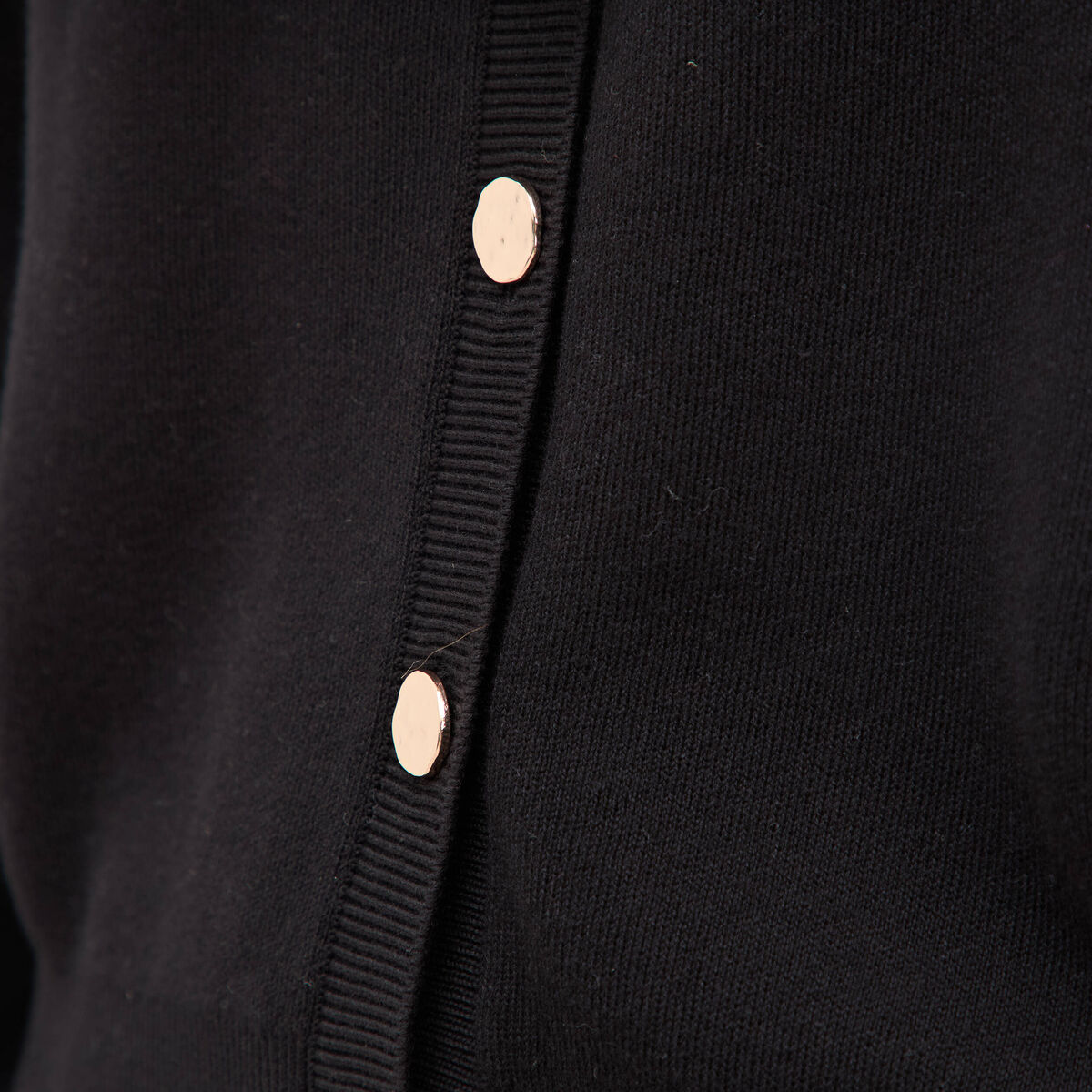 Gilet manches longues col rond en coton noir femme