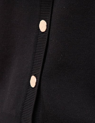 Gilet manches longues col rond en coton noir femme