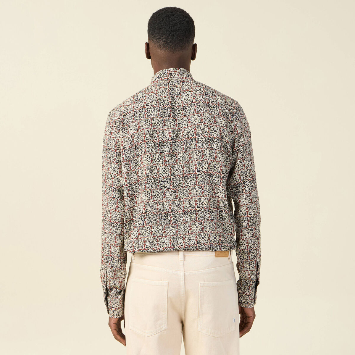 Chemise manches longues marron cognac homme