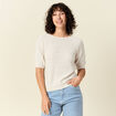Gilet manches courtes ajour&eacute; creme femme