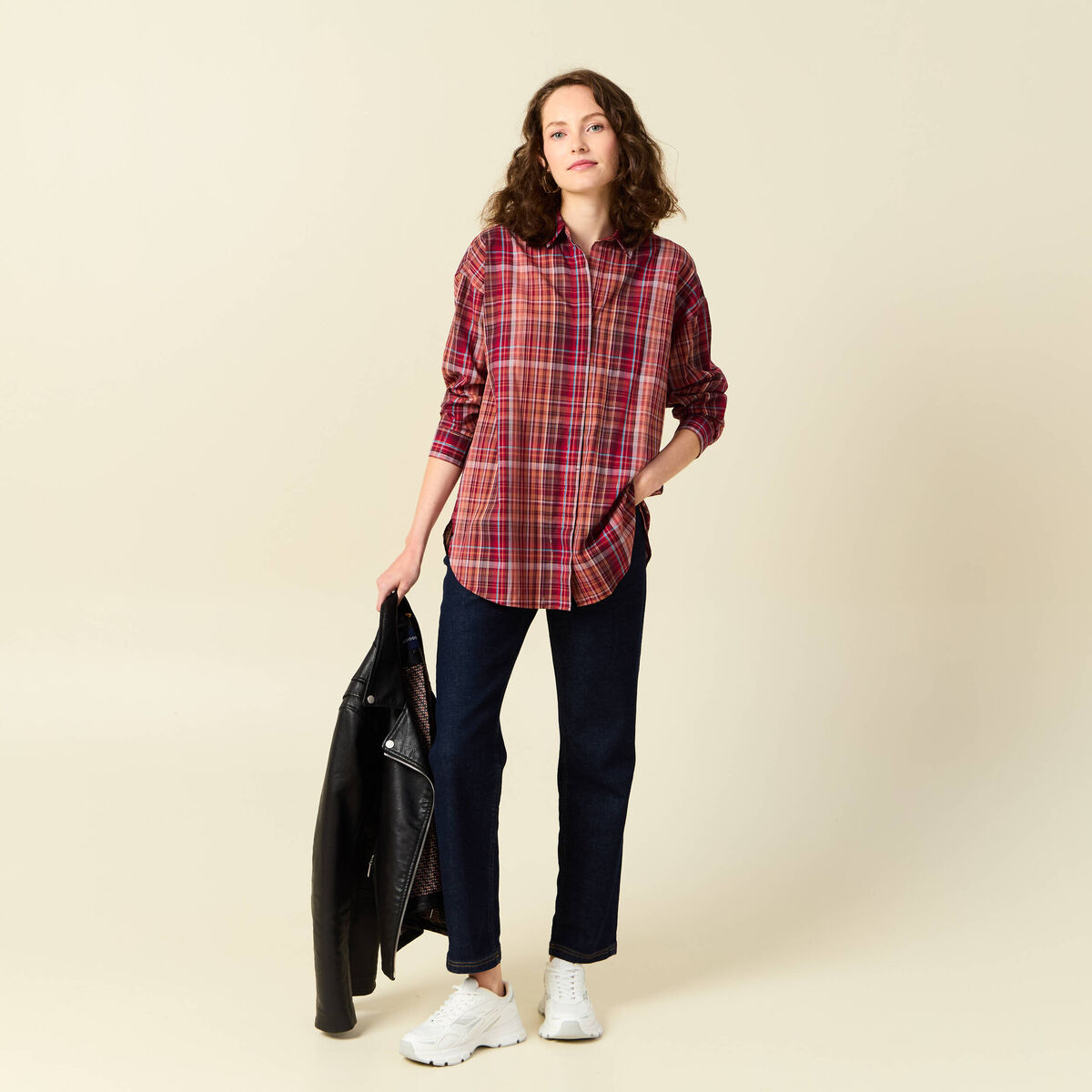 Blouse manches longues prune femme