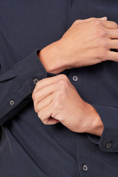 Chemise éco-responsable bleu foncé homme