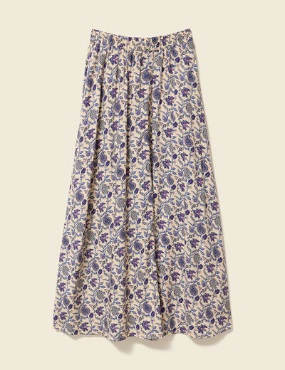 Jupe longue évasée taille standard bleu femme
