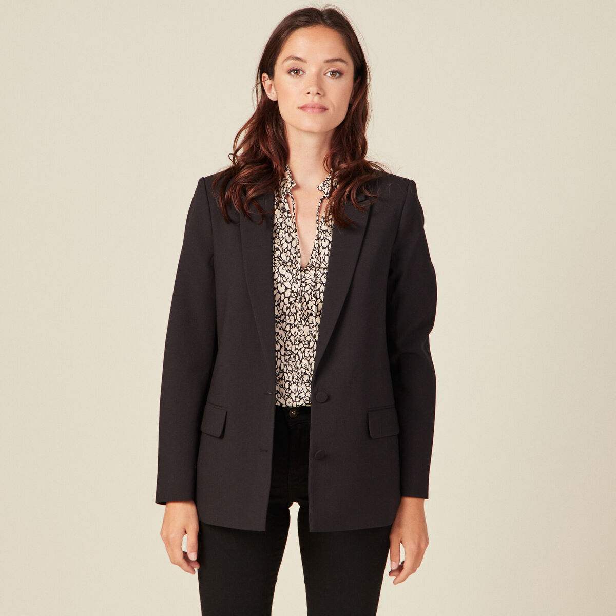 Veste esprit blazer cintrée noir femme