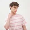 T-shirt ample ray&eacute; avec broderie rose clair homme
