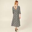 Robe midi droite manches 3/4 noir femme