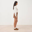Jupe-short taille haute en velours vieux rose femme