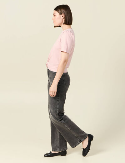 T-shirt en coton manches courtes rose pastel femme