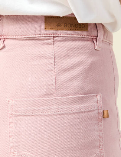 Pantalon large taille haute en jeans rose clair femme