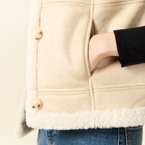 veste suedine sans manches creme femme Veste suédine sans manches creme femme