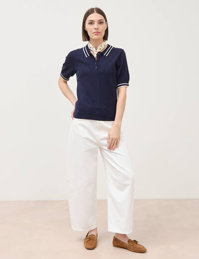 Polo manches courtes bleu marine femme