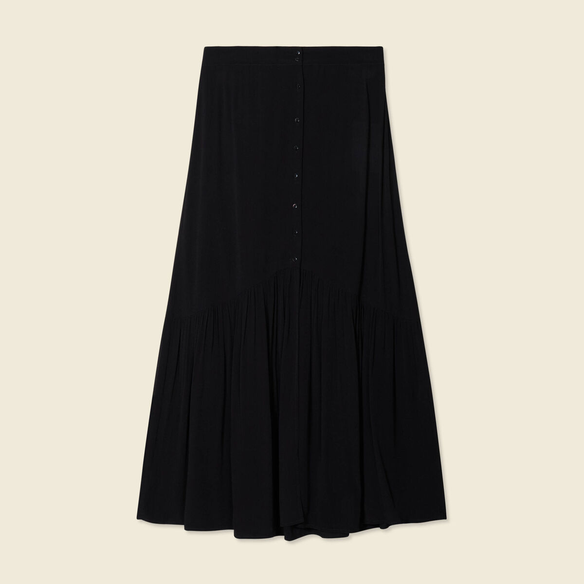 Jupe longue évasée noir femme