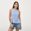 Top droit manches courtes bleu electrique femme