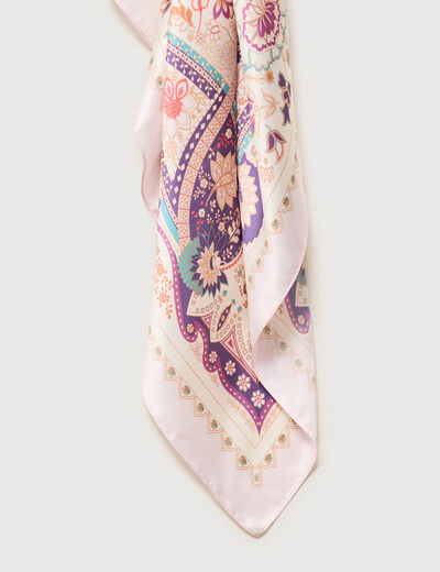 Foulard satin&eacute; rouge clair femme