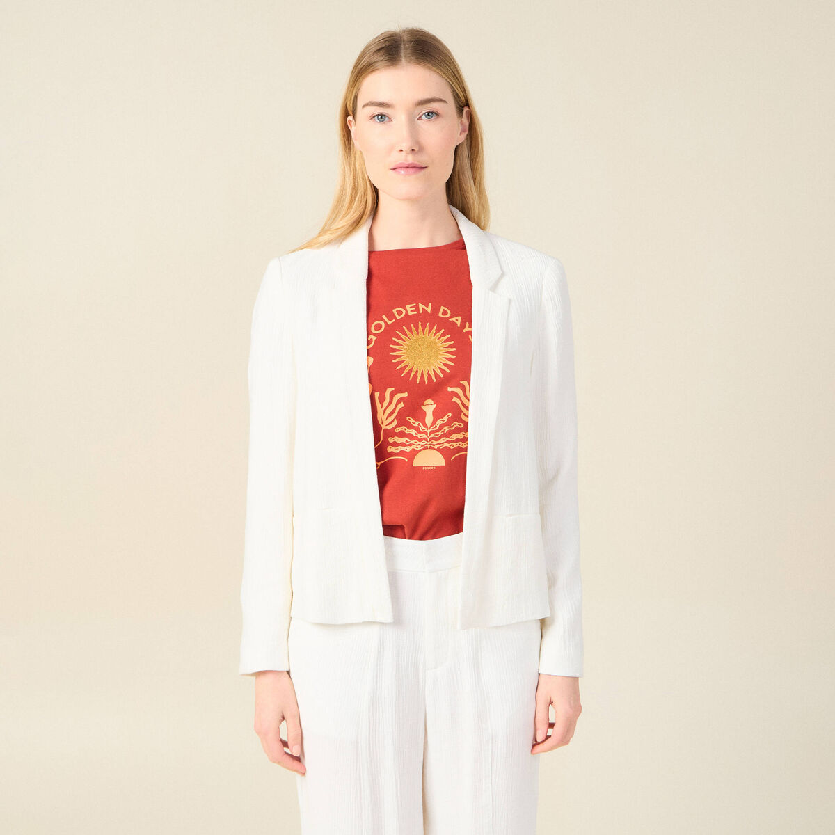 Veste blazer éco-responsable ecru femme