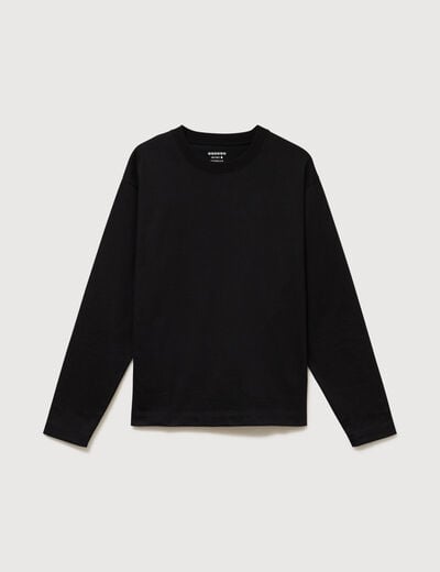 T-shirt en coton manches longues noir homme