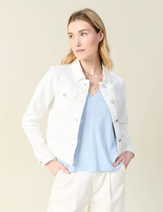 Blouson en jean denim blanc femme