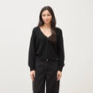 Gilet manches longues col v noir femme