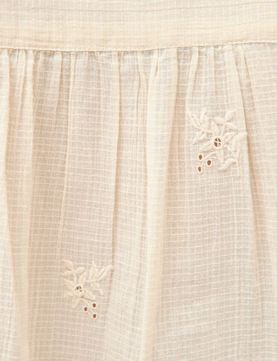 Chemise manches longues en coton creme femme